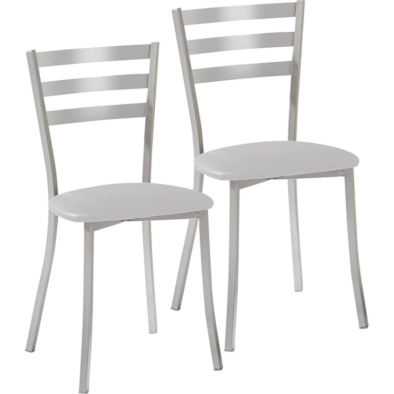 ASTIMESA SCRRGR Dvi virtuvės kėdės iš dirbtinės odos, metalinės, pilkos spalvos Altura de asiento 45 cm