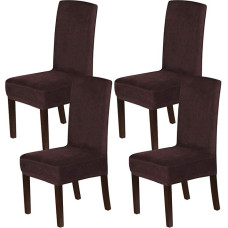 XDKS Dining Chair Covers Velvet Dining Chairs Parsons Chair Covers Modern Stretch Chair Protective Cover Removable Washable Slipcovers (4 Pieces, Brown)