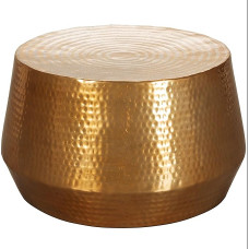 FineBuy Coffee Table 60 x 36 x 60 cm Aluminium Side Table Oriental Round Flat Hammered Sofa Table Metal Design Living Room Table Modern Lounge Table Indian House Table Small