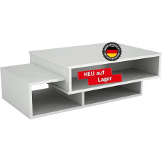 3474 Tab Coffee Table Side Table Living Room Table Sofa Table Modern White Wood with Shelves Lots of Storage Space Designer Table 105 x 60 x 32 cm