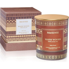 M&SENSE Christmas Candles, Warm Wood Scented Candle, Winter Holiday Gift Candle Men Women, Natural Soy Candle for Home Fragrant, 210 g, 45 Hours Long Burning Time Jar Candle Gifts