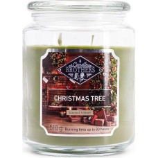 Candle Brothers Large Scented Candle in Glass | Christmas Tree | Scented Candle Fir | Candle Long Burning Time (80 h) | Candle with Multiple Wicks | Candles Green