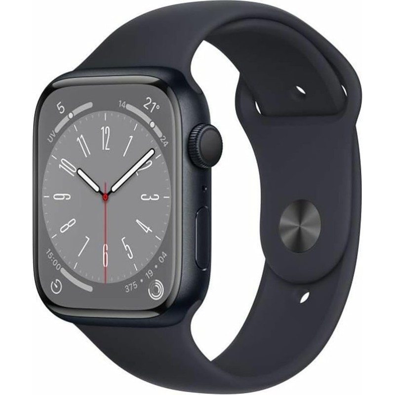 Apple Watch Series 8 (GPS, 45 mm) Aluminium Case Midnight with Midnight Sports Strap (Refurbished)