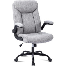 MZLEE Ergonomiška biuro kėdė, kompiuterio kėdė, rašomojo stalo kėdė, besisukanti darbo kėdė su atlenkiamu porankiu, reguliuojamo aukščio, patogi biurui, namams, žaidimams (pilkas audinys)