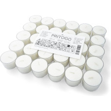 PRITOGO Tea Lights Plastic Case White Diameter 3.8 x 2.5 cm Soot Free Burning Time 8 Hours (Pack of 300)