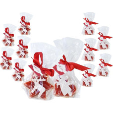 Candele D'Aurora 12 Red Place Card Tea Lights 6 Hearts with White Velcro Angel and Six Stars with White Velcro Fastening Christmas Candle Set