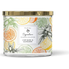 Woodbridge Scented Candle in Glass with Lid Lime Basil & Mandarin Scented Candle Lemon 3 Wick Candle Room Fragrance for Relaxation Candle Long Burning Time up to 40 Hours