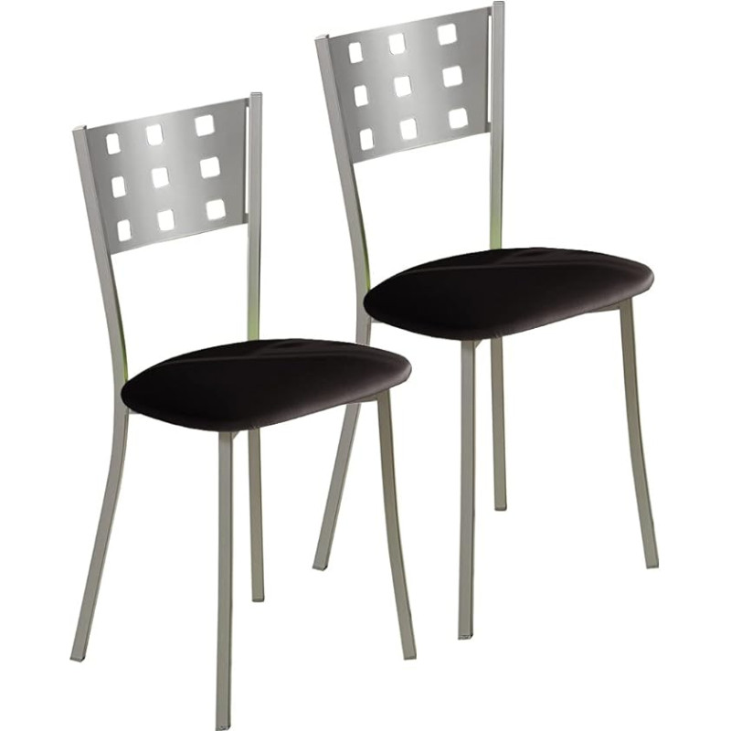 ASTIMESA SCMCNE Dvi virtuvės kėdės metalinės juodos spalvos Sėdynės aukštis 45 cm