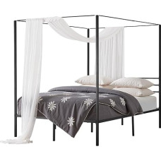 VEVOR Queen Size Canopy Bed Frame Metal Canopy Bed (800 Lbs) with Canopy Design, Steel Slat Support (Square), Under Bed Storage Space No Box Spring Required, Mesh Frame Black