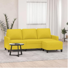 3201042 3-Seater Sofa with Stool, Light Yellow, 180 cm Fabric, Sofas & Couches, Sofa Living Room, Sofa for Teenager's Room, Relaxing Sofa, Sofa for Bedroom, Upholstered Sofa