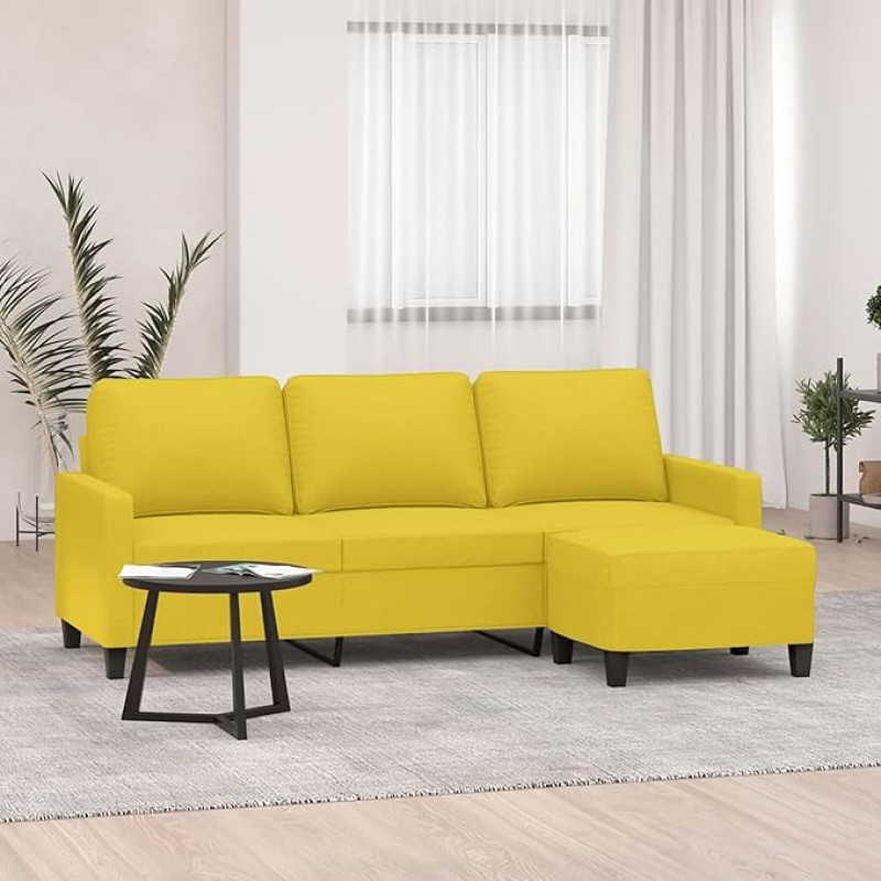3201042 3-vietė sofa su taburete, šviesiai geltona, 180 cm Audinys, Sofos ir kušetės, Sofa svetainė, Sofa paauglių kambariui, Sofa poilsiui, Sofa miegamajam, Miegamojo sofa, Minkšta sofa