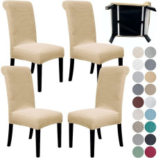 SPRINGRICO 4 pakuotės valgomojo kambario kėdžių dangteliai su sėdynės diržu, 