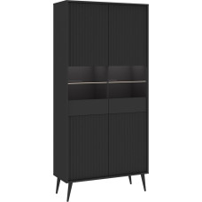 Oggi Celbi Vitrine 4 durų antracito spalvos spinta iš laminuotų plokščių - 193 x 91 x 40 cm, matinė apdaila, 16 mm - Svetainės spinta