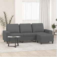 3201152 3 vietų sofa su taburete, tamsiai pilka, 180 cm audinys, poilsio sofa, sofos ir kušetės, poilsio sofa, svetainės sofa, miegamoji sofa, sofa su miego funkcija