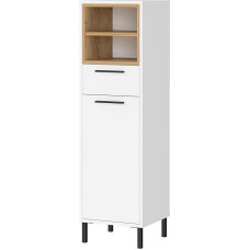 Germania Medium Cabinet 1787-513 GW-Loria with One Door and One Drawer, Door Damping, in White/Oak, 34 x 119 x 34 cm (W x H x D)
