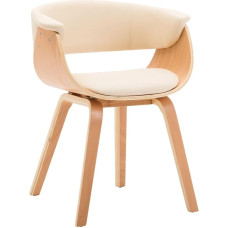 vidaXL valgomojo kėdė, valgomojo kėdė su atlošu, virtuvės kėdė su mediniu rėmu, valgomojo, virtuvės, svetainės kėdė, kreminės spalvos, dirbtinė oda