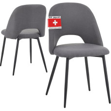Albatros Silvi Dining Room Chairs with Fabric Cover Set of 2 Grey Stylish Vintage Design Maximum Load 110 kg SGS Tested Upholstered Chair Modern Kitchen Chair Dining Room or Dining Table Chair
