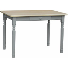 k koma Valgomasis stalas su stalčiumi, virtuvės stalas, pušies mediena, kaimo namų stilius, dažyta pušis (50 x 80 cm), pilka spalva