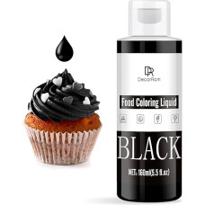 Food Colouring - 160 ml Liquid Concentrated Food Colours for Cake Decoration, Baking, Biscuits, Macaron - Sugar-Free Food Colouring for Drinks, Cake Decoration, DIY Slime, Easter Egg (Black)