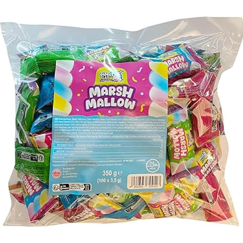 Mini Marshmallows 100 Stück einzeln verpackt (350g) - Erdbeergeschmack - Karneval Wurfmaterial - Ideal für Fasching & Kinderfeste