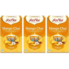 YOGI TEA Mango Chai, Ayurvedic Organic Fruit Tea with Mango, Orange, Cinnamon, Hot or Cold to Enjoy, Yogi Tea Pack of 3, 3 x 17 Bags (51 Tea Bags)