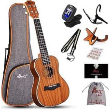 Winzz Ukulele Concert for Adults and Children - 23 Inch Beginner Set with Stand and Capo (Mahogany, Matte)