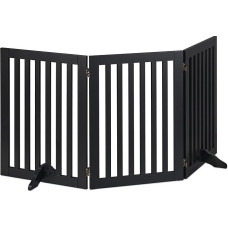 Relaxdays Barrier Gate H x W: 70 x 154 cm, 3 Panels, Foldable, with Feet, Adjustable Dog Safety Gate, MDF, Black