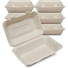 Bagasos maisto konteineriai, vienkartiniai maisto konteineriai, dėžutės karštam, šaltam, drėgnam ir riebiam maistui, nebalinti maisto paruošimo konteineriai, 23 X
