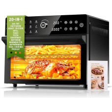 30 l karšto oro keptuvė XXL mini orkaitė su LED jutikliniu ekranu, mini orkaitė su konvekciniu oru, 20 programų ir dviem kepimo režimais, 1800 W karšto oro keptuvė, orkaitė be aliejaus, 8 valandų laikmatis, receptas