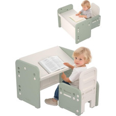 Hominewti vaikiškas stalas su kėdėmis, reguliuojamo aukščio vaikiškų stalų ir kėdžių rinkinys, keičiamo dydžio stalas, daugiafunkcinis stalas ir kėdės skaitymui, rašymui, piešimui ir valgymui, žalias