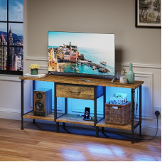 OYRREU televizoriaus spintelė TV stovas su lizdais ir USB lizdais TV spintelė su LED apšvietimu TV lentos stalas Stalas televizoriams iki 65 colių, skirtas svetainei, valgomajam, miegamajam