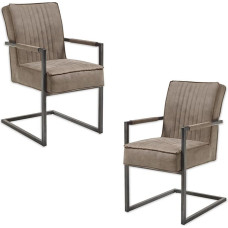 LINDA supamoji kėdė su juodu metaliniu rėmu ir mikropluošto užvalkalu, 2 vnt., Taupe - patogi konsolinė kėdė valgomajam ir virtuvei - 51,5 x 92 x 70 cm (plotis x aukštis x gylis)