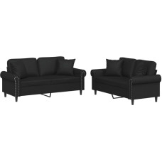 Tomostar Sofos komplektas Wohnzimmer, 3-Sitzer ir 2-Sitzer, 2-teilig, mit Kissen, schwarz, Kunstleder