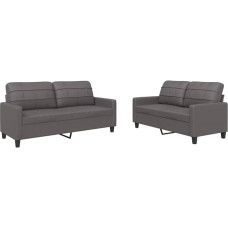 Tomostar Sofa-Set für Wohnzimmer, 3-Sitzer und 2-Sitzer, 2-teilig, mit Kissen, grau, Kunstleder