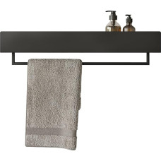 DABSTORY VASCA Rankšluosčių laikiklis su lentyna 60 cm Rankšluosčių laikiklis nerūdijančio plieno rankšluosčių laikiklis sieninis, skirtas vonios ir virtuvės reikmenims laikyti Vonios kambarys juodas