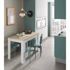 Dmora - Solid Lowell Table, Dining Room Shelf, Modern Console Table for Living Room or Kitchen, 109 x 67 x 78 cm, White and Oak