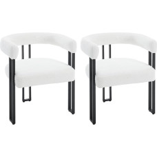 WOLTU EZS25cm-2 Dining Room Chairs, Set of 2, Dining Room Chairs with Armrests, Design Chair, Kitchen Chair, Comfortable Modern for Dining Room, Living Room, Bedroom, Made of Chenille Metal, Cream,