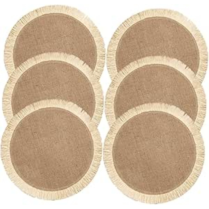 DECORNIJIA 6 Stück Platzset Rund aus Natürlichem Leinengewebe Hitzebeständige Tischunterlage für Haushalt Restaurant Dekorative Isolierte Besteckmatte Weiß 38cm