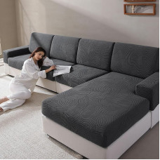 QIANMEW Sofos užvalkalai, skalbiami, įtempiami sofos pagalvėlių užvalkalai, L formos, sekcijos sofos užvalkalai, skirti kėdžių pagalvėlėms, sofoms, naminiams gyvūnėliams, baldų apsaugai (nugaros sofos užvalkalas, tamsiai pilka)