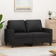 ShGaxin 359132 2-vietė sofa juoda 120 cm dirbtinė oda, Sofos ir sofos, Sofa svetainė, Sofa paauglių kambariui, Sofa poilsiui, Sofa miegamajam, Miegamojo sofa, Minkšta sofa