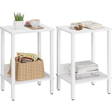 VIMBER 2 staliukų rinkinys, šoninis staliukas, staliukas prie lovos su 2 pakopų lentynomis, sofos staliukas mažoje erdvėje, svetainėje, miegamajame, baltas UTBT101W2
