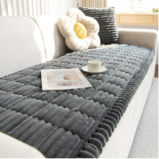 ZCXRYFL stori sėdynių pagalvių užvalkalai, minkštas velvetinis universalus sofos užvalkalas 1, 2, 3, 4 sėdimoms vietoms, neslystantis sofos užvalkalas, jaukus sofos pagalvių užvalkalas, svetainės baldų apsauga (70 x 150 cm, pilka 2)