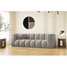 Kaiser Möbel - 3-vietė sofa - 3-vietė sofa - 91 x 230 x 70 cm - poilsio sofa Svetainė, paauglių kambarys - HR putos, banguotos plunksnos, 2 dekoratyvinės pagalvėlės - Grand - Audinys Haga - Šviesiai pilka