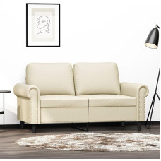2-Sitzer-Sofa Creme 120 cm Kunstleder, Couch Sofagarnitur Schlafsofa Polstergarnitur Geeignet für Büro Wohnzimmer Hotel Schlafzimmer
