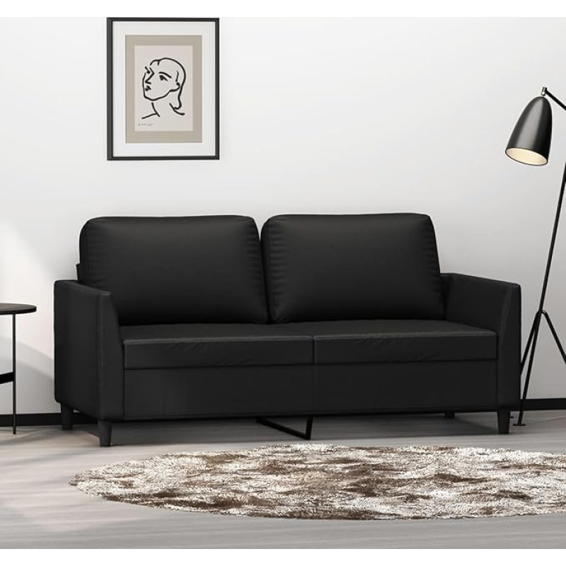 Dvivietė sofa Dvigulė sofa Sofa Lounge Sofa Minkšta sofa Atsipalaiduoti sofa Svečių sofa Loveseat Sofa svetainei Miegamasis Svečių kambarys Juoda 140 cm dirbtinė oda