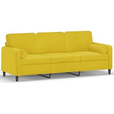 3200897 3-vietė sofa su dekoratyvine pagalvėle Geltona 180 cm Velvet