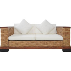 283079 2 vietų sofa su pagalvėlėmis Ruda natūralaus rotango