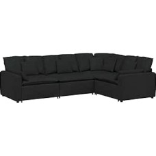 Modulinė sofa, juodas audinys, 317 x 217 x 64 cm - patogus svetainės komplektas šeimai ir draugams Modelis3321149