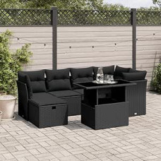 Garten-Sofagarnitur Ecksofa Schwarz PE-Rattan 62x62x69cm für Terrasse und Innenhof - UV-beständig Model3274655
