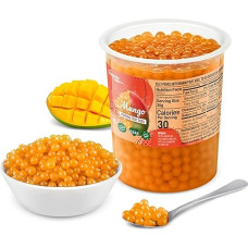 INSPIRE FOOD Burbulinės arbatos karoliukai Mango burbulinei arbatai, popping boba karoliukai, tapijokos vaisių karoliukai ir boba karoliukai - 100 % veganiški ir be glitimo, be dirbtinių dažiklių, 1 kg